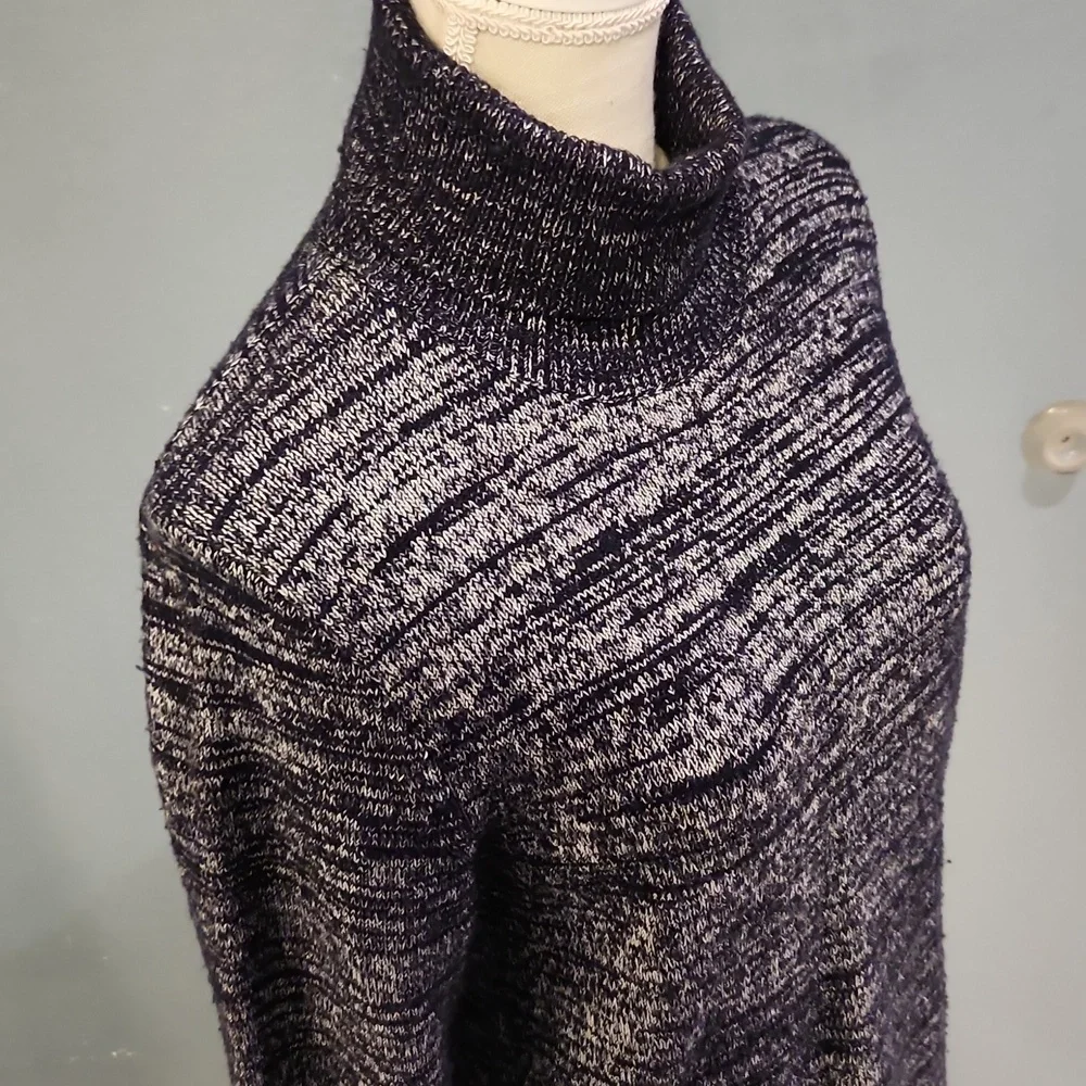 JCrew CottonWool Blend Heathered Navy Blue TurtleNeck Sweater Vintage Y2K Chunky